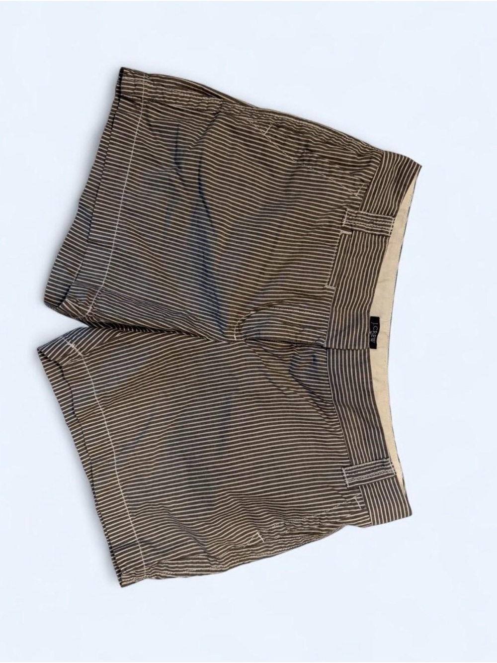 J. Crew Women’s Brown and Cream Pinstripe Chino Shorts
